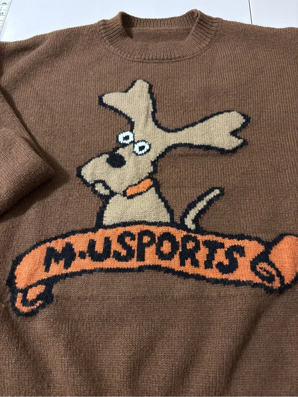 Vintage M. Usports Womens Novelty Dog Sweater Size Medium Japanese Golf Kitsch